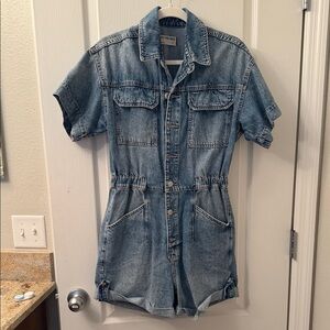 We The Free Denim Short Sleeve Romper